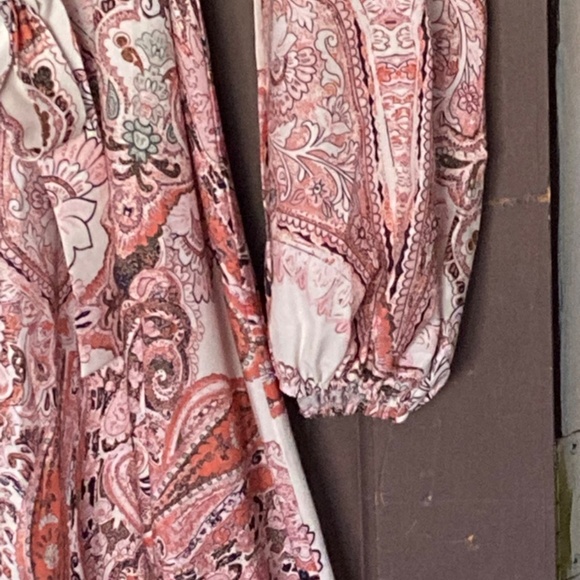 Faux Wrap sx 8/10L Pink/Orange Paisley multi color Maxi Dress - Picture 8 of 13